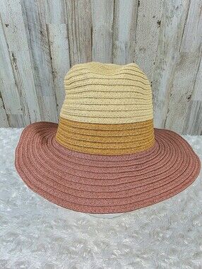 Time and Tru Tricolor Straw Panama Hat Mauve